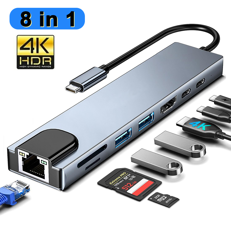 8 In 1 USB Type C Hub for MacB - Hdmi Adapter Tablet 评论和价格