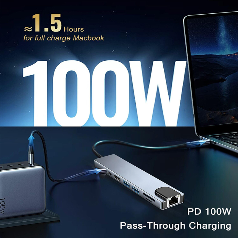 8 In 1 USB Type C Hub for MacB - Hdmi Adapter Tablet 评论和价格