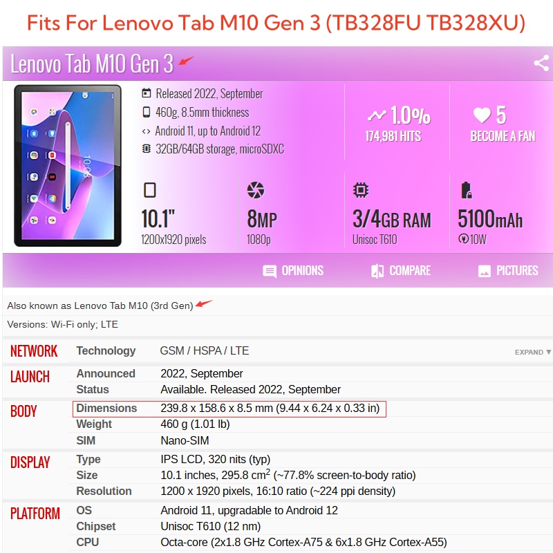 For Lenovo Tab M10 3rd Gen 10. - Lenovo Tablet M10 Accessories 评论和价格